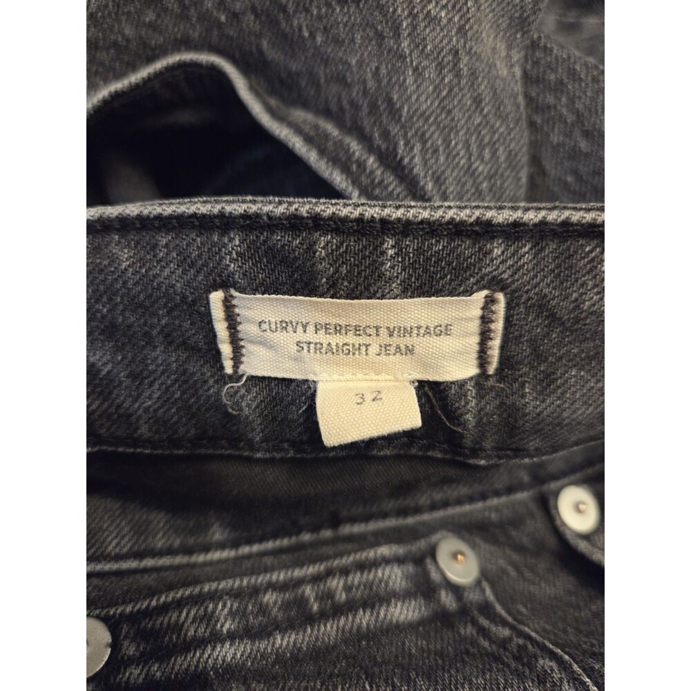 Madewell Curvy Perfect Vintage Straight Jeans Womens 32 Black High Rise Raw Hem - Picture 6 of 10